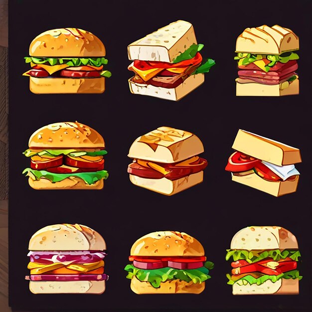 Sandwich Cartoon Vector Icon Illustration Breakfast Food Icon Concept Isolated Premium Vector