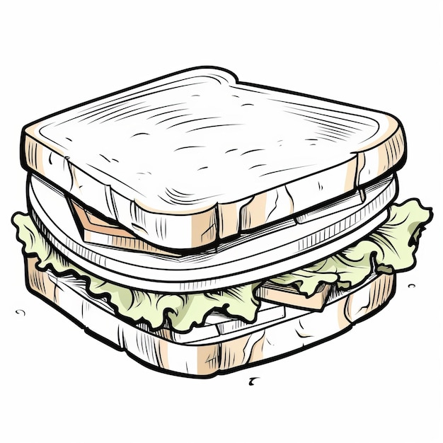 Photo sandwich coloring page for kids