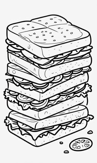 Photo sandwich fast food coloring page for kids