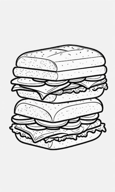 Sandwich Fast Food coloring page for kids