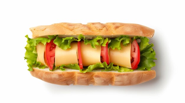 sandwich geïsoleerd op een witte achtergrond top view Ai Generative