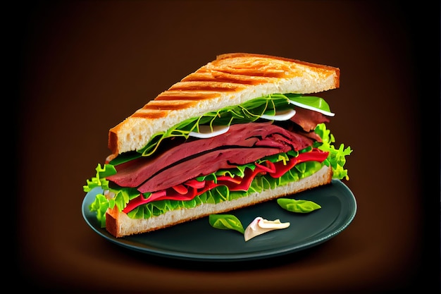 Sandwich met biefstuk zeldzaam
