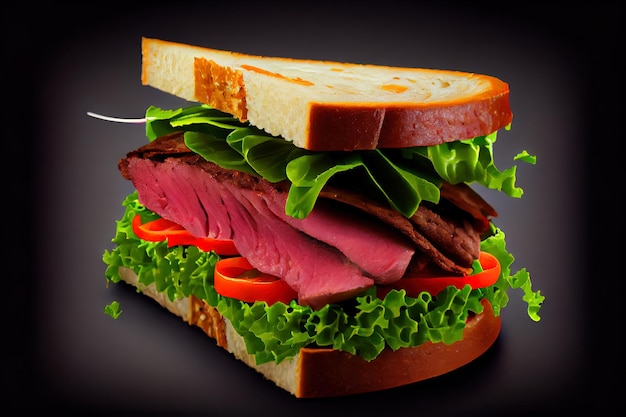 Sandwich met biefstuk zeldzame plantaardige maaltijd gezond fastfood