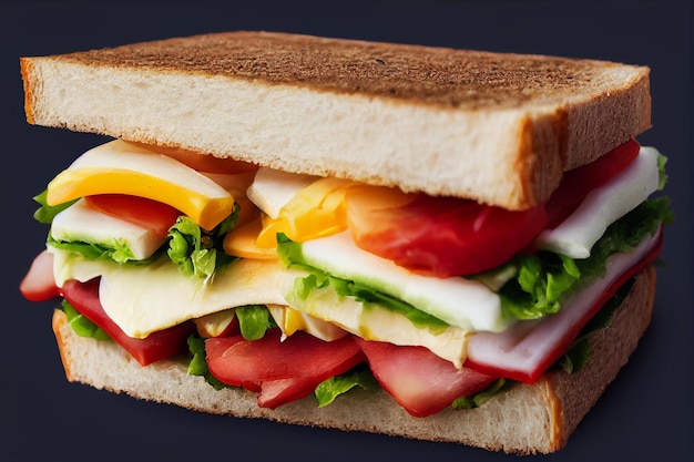 Sandwich met ei tomaten salade sla Close-up