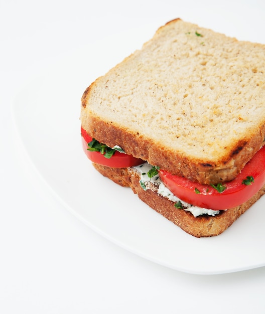 Sandwich met tomaten en zoute kaas