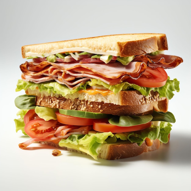 sandwich op witte achtergrond realistische fotografie