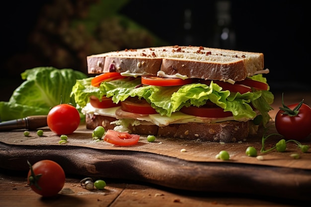 Sandwich perfect op tafel geplaatst