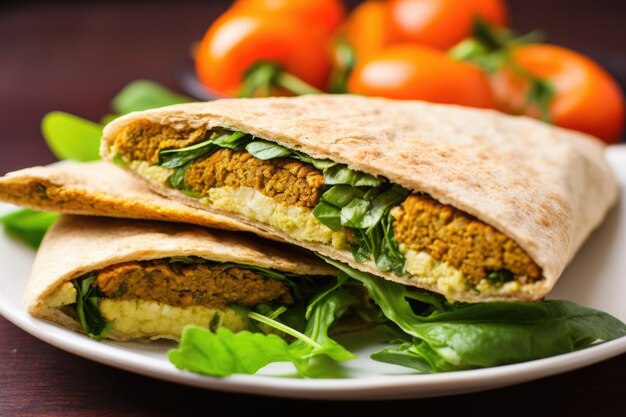 Foto panino in una pita ricca di falafel