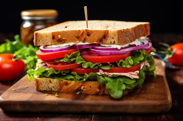 Sandwich Resting on Wood Image