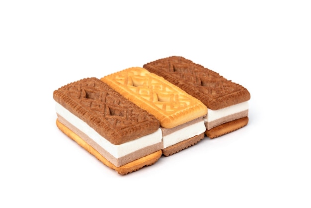 Sandwich van koekjes met geïsoleerde soufflé