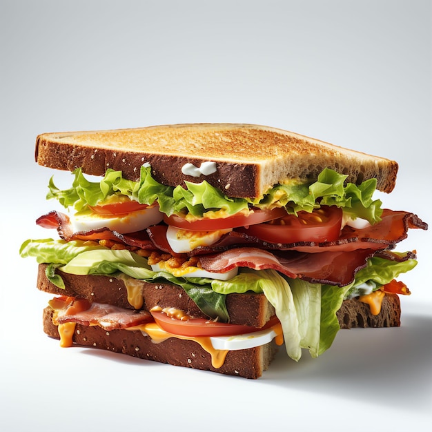 Premium AI Image | sandwich on white background realistic photography