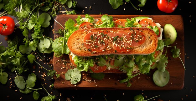 Сэндвич с авокадо и овощами быстрая закуска ИИ сгенерированное изображение