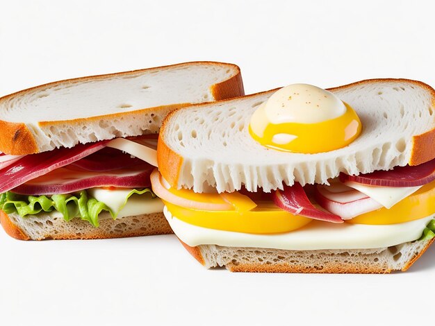 sandwich with bacon cheese and egg