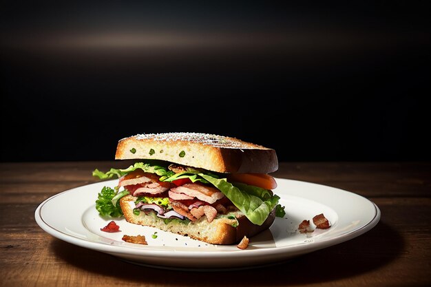 A sandwich with bacon and lettuce on it