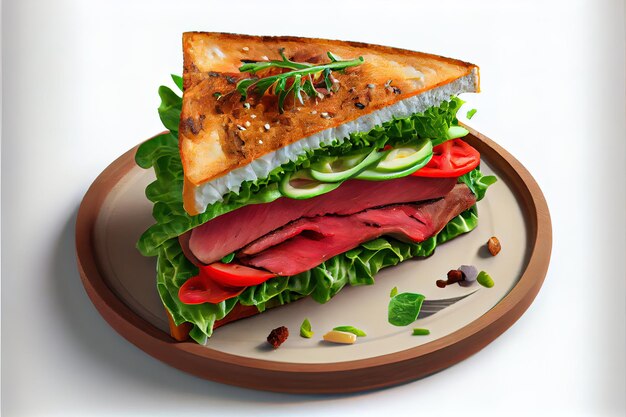 Sandwich with beef steak rare