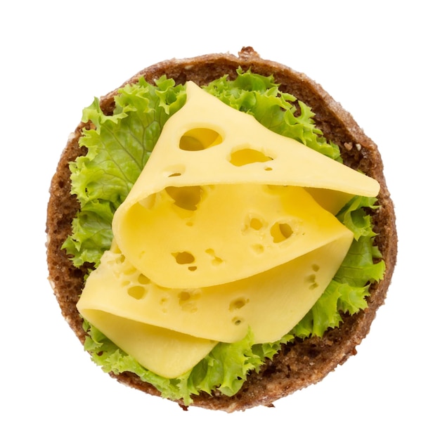 Sandwich with cheese lettuce tomato on white background