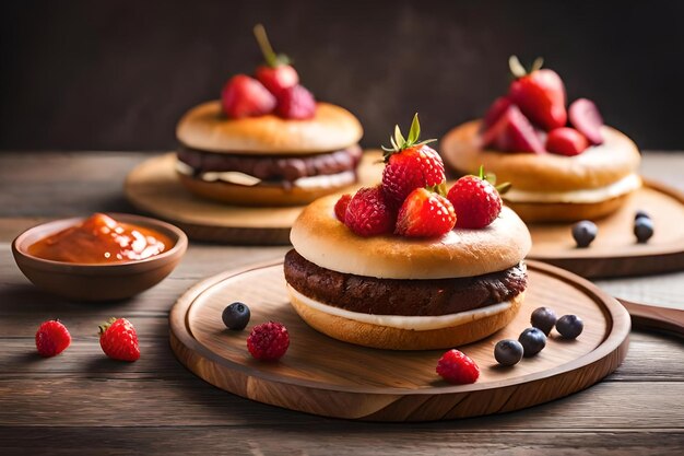 A sandwich with cream cheese and berries on it