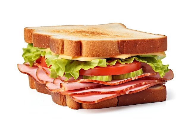 Sandwich with ham cheese tomato and lettuce Spicy sandwich