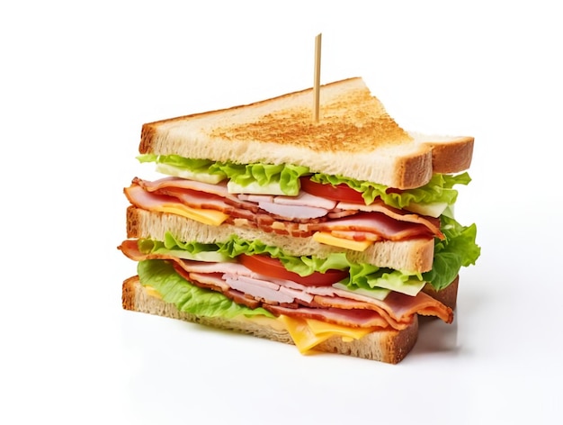 Sandwich with ham cheese tomatoes lettuce and toasted bread