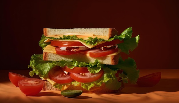 a sandwich with lettuce tomatoes