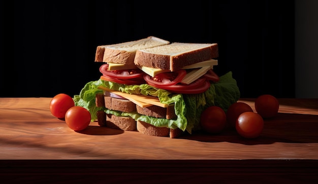 a sandwich with lettuce tomatoes