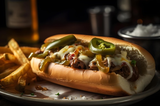 ポテトチップスとビールの入ったサンドイッチ