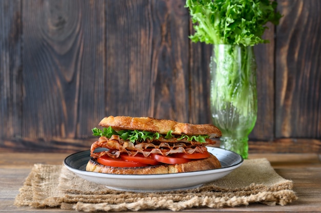 sandwich on the wooden board