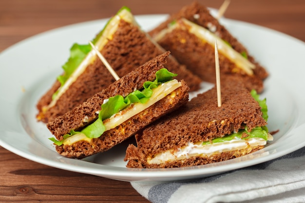 Sandwich on a wooden table