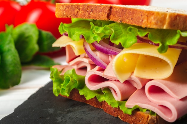 Sandwich on a wooden table