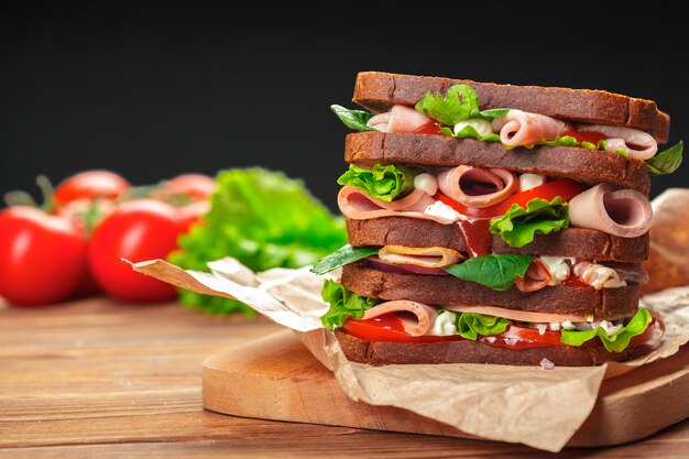 Sandwich on a wooden table