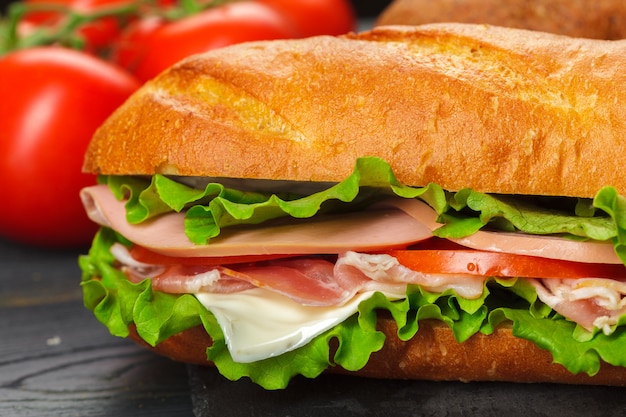 Sandwich on a wooden table