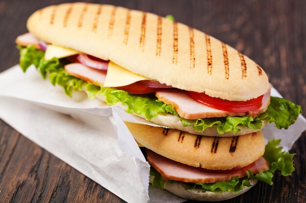 Photo sandwich on a wooden