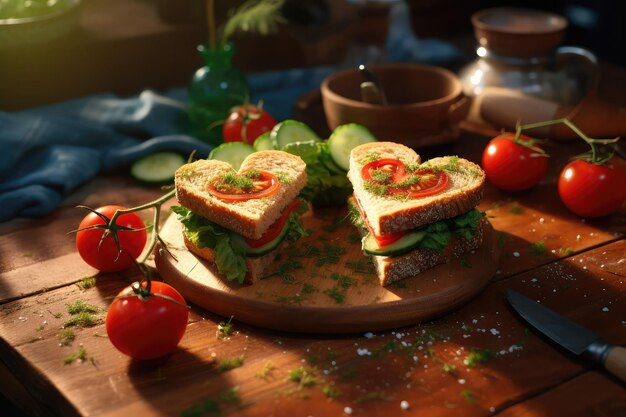 Foto sandwiches in de vorm van harten