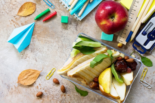 Sandwiches and school supplies