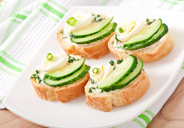 sandwiches with boiled egg and cucumber