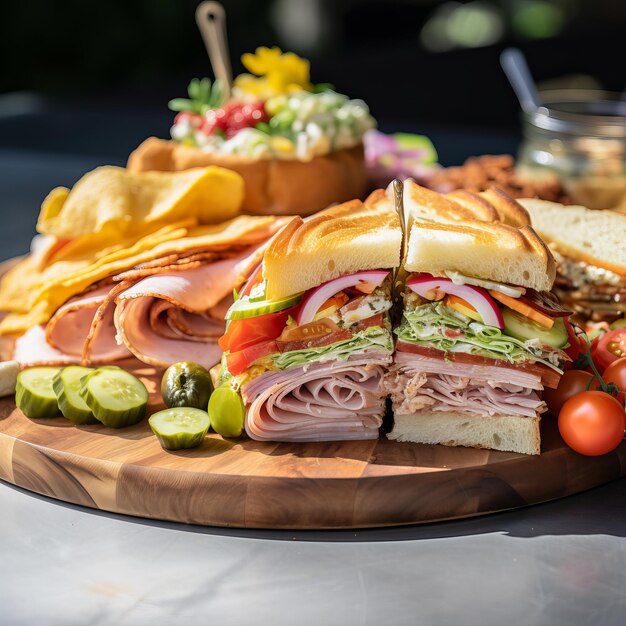 Foto sandwich con prosciutto e verdure