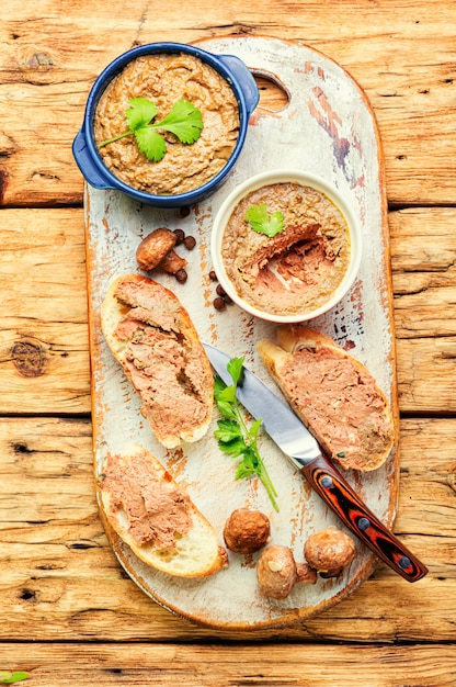 Sandwiches with homemade liver pate