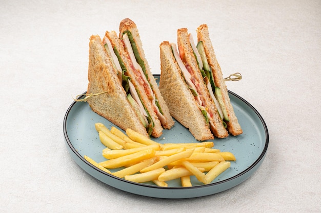 Sandwiches with potato french fries