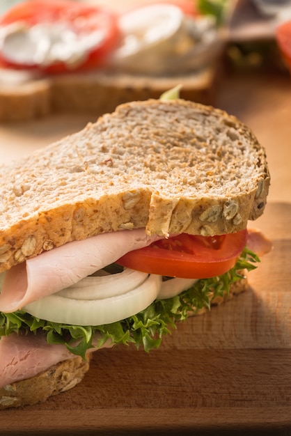 sandwiches on wood 