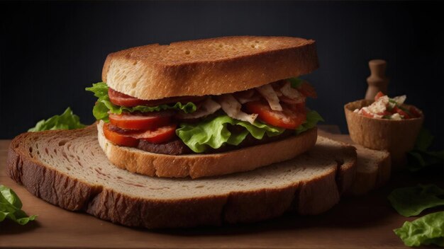 Photo sandwiches on a wooden board food photography