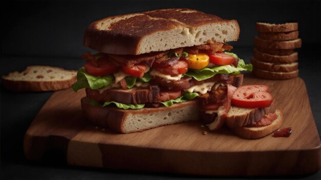 Photo sandwiches on a wooden board food photography