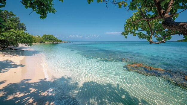 Sandy Beach Adjacent to Lush Green Forest