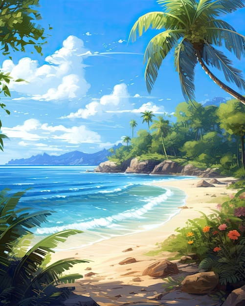 砂浜 澄んだ青い水 暖かい太陽