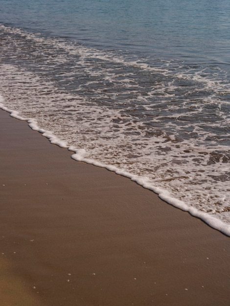 Sandy beach and sea waves