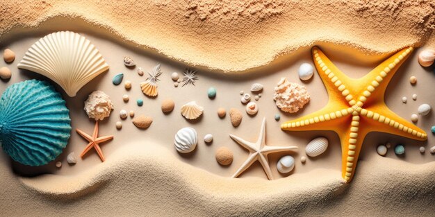 Sandy Beach Summer Travel Achtergrond met Starfish en Seashell