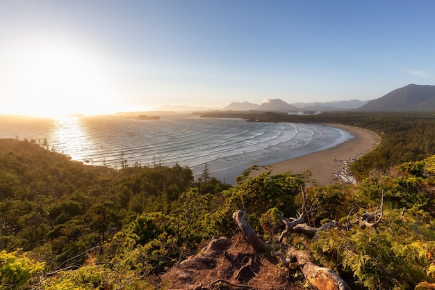 Sandy beach on the west coast of pacific ocean