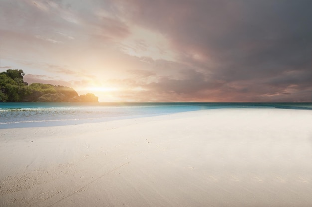 Sandy beach with the blue ocean