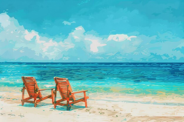 Photo sandy beach with chairs tropical vacation inspiration