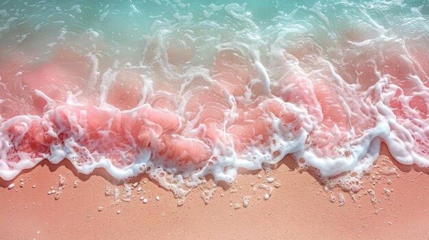 Foto spiaggia sabbiosa con un'onda in arrivo che sta per raggiungere la riva