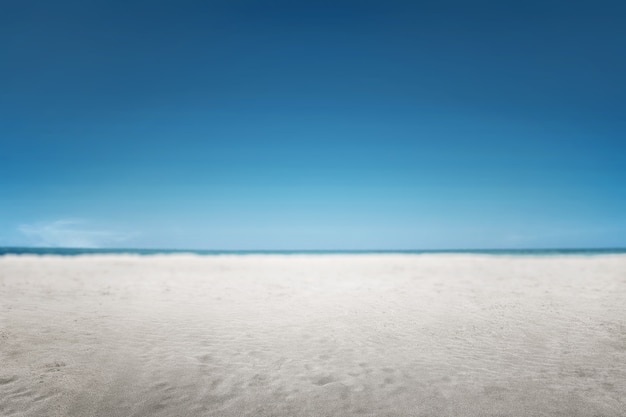 Sandy beach with ocean blue